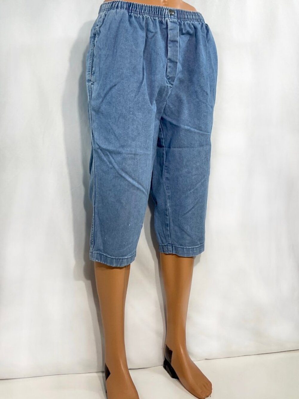 Woman Within 16W Petite 3/$14 Crop Elastic Jeans Womens Denim 16P 100% Cotton